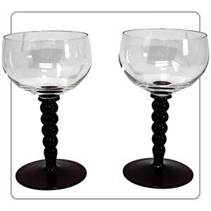 Black Cherry Bubble Stem Glasses (set of 2)
